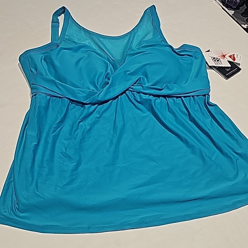 Coco Reef teal plus sized swimtop
